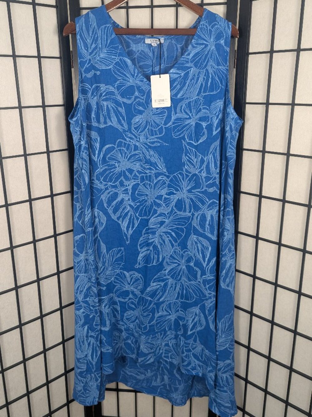 Rosemarine Pure Linen Floral Shift Dress | NWT | Plus Size 1X | Made in Italy